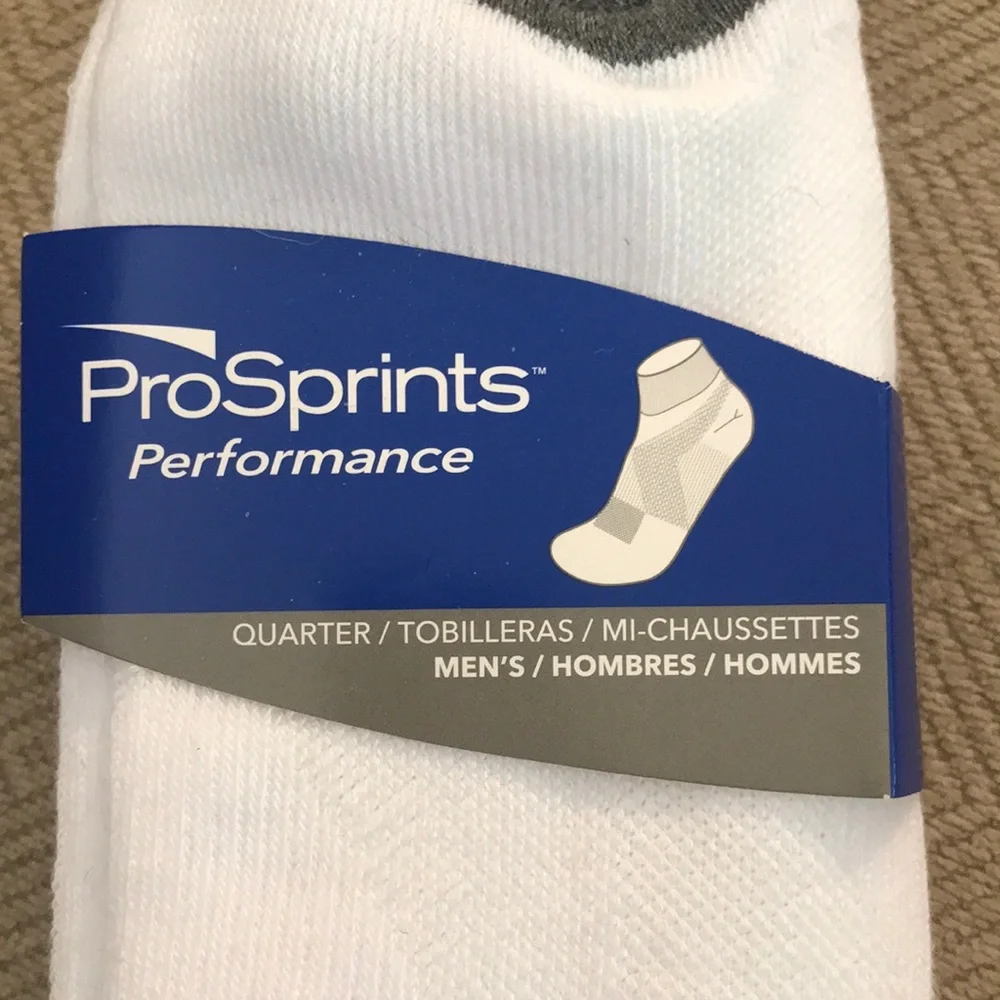 2 packs PROSPRINTS Quarter Cut Socks, 3 pairs per pack *Athletic Performance*